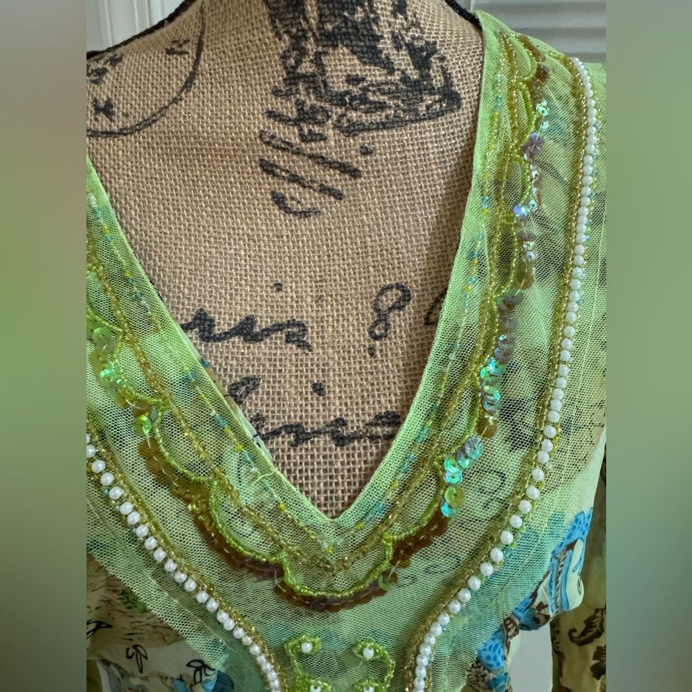 Song Rain stunning sheer top bedazzled size L - Picture 7 of 13